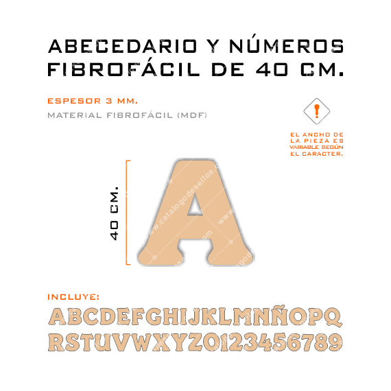 Kit Letras Y Números Fibrofácil 40 Cm.