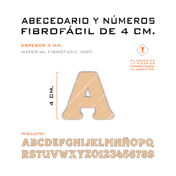Kit Letras Y Números Fibrofácil 4 Cm.