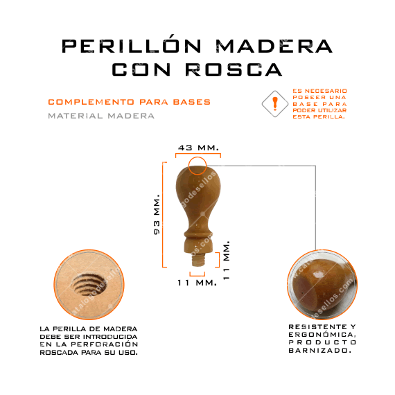 Perillon de Madera con Rosca