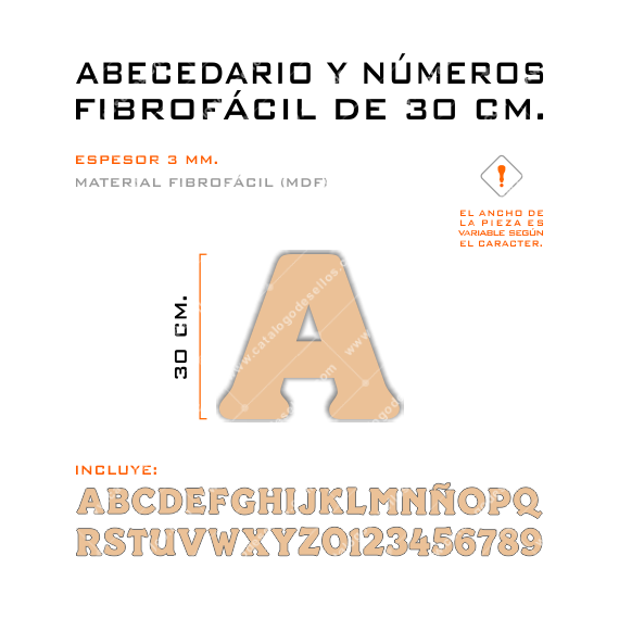 Kit Letras Y Números Fibrofácil 30 Cm.