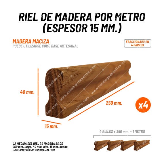 Riel de Madera por Metro (Espesor 15mm.)