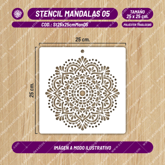 Stencil Mandalas 05 de 25 x 25cm