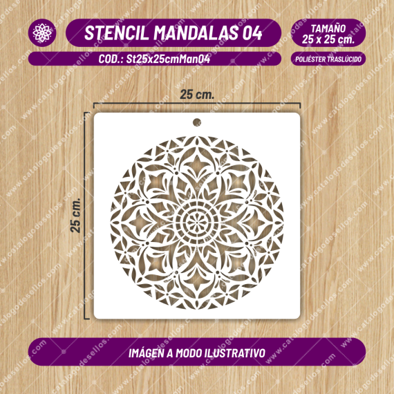 Stencil Mandalas 04 de 25 x 25cm