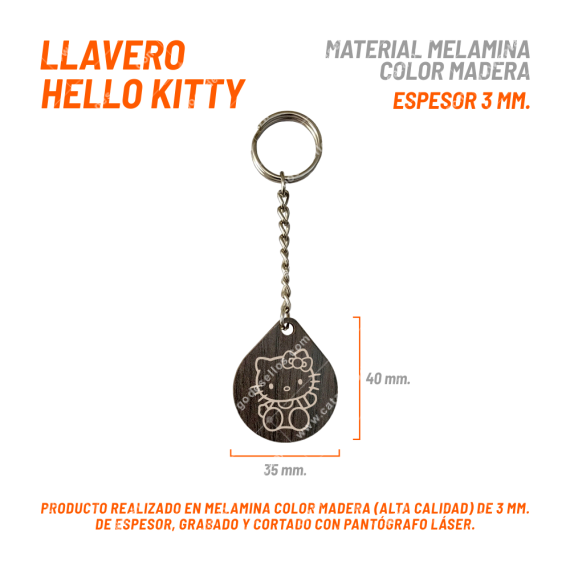Llavero Madera Hello Kitty