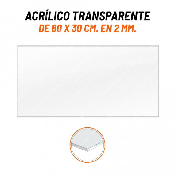 Acrilico Transparente de 60 x 30cm. en 2mm.