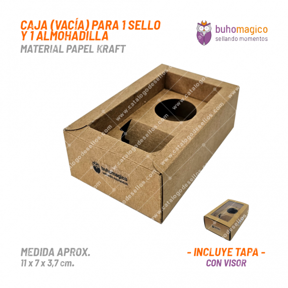 Caja Kraft (vacía) para 1 Sello y 1 Almohadilla BuhoMagico