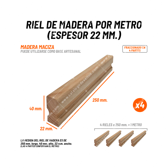 Riel de Madera por Metro (Espesor 22mm.)